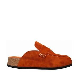 NEW ANTELOPE women's rachel penny loafer mules cork heel in cognac suede